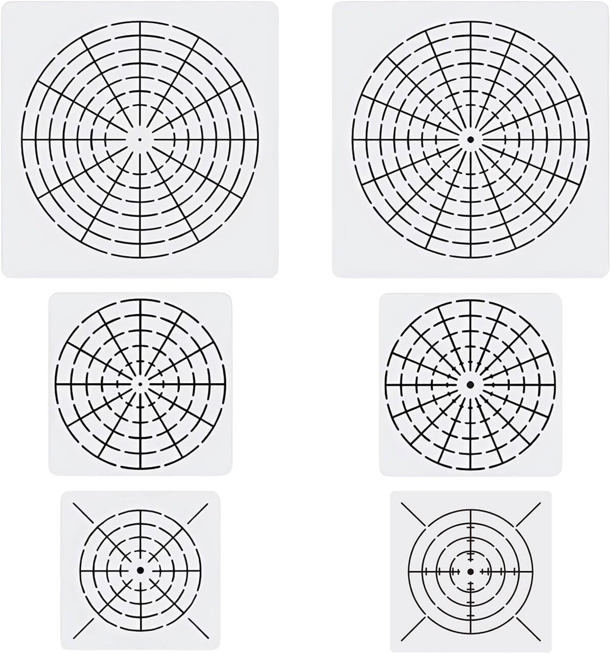 6-Piece Mandala Dot Tool Template Set – Reusable Segment Stencils (4/8/12/16) for DIY Art on Wood, Furniture, Rocks & Home Decor